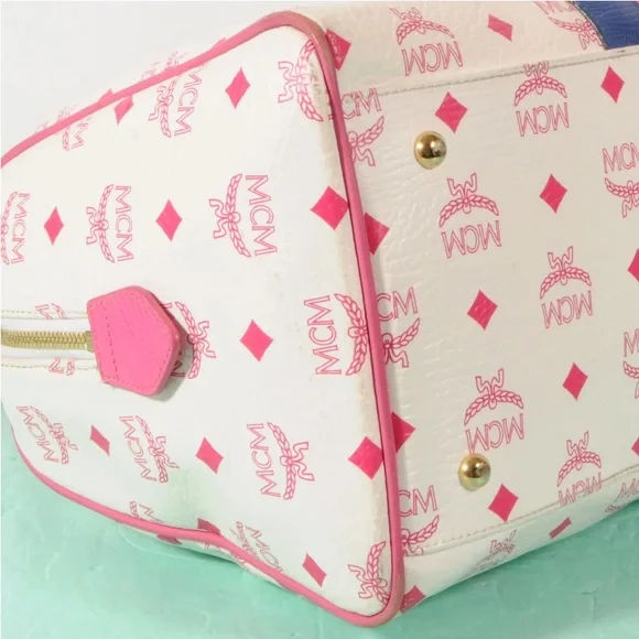 AUTHENTIC MCM Visetos Lion Tote Boston Bag + Dust Bag - Picture 7 of 12